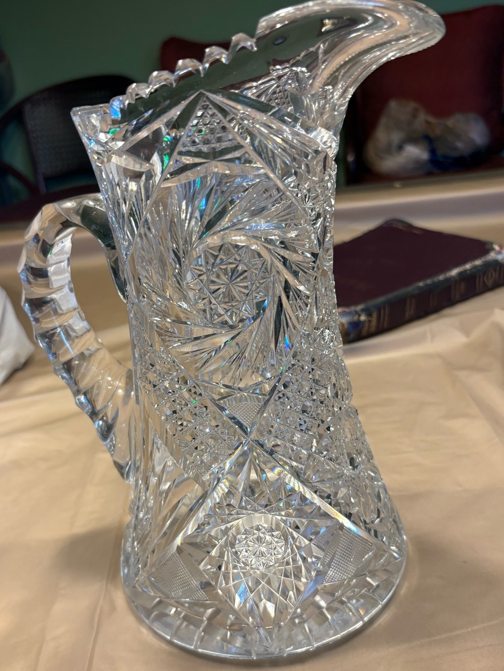 Cut Glass Crystal-Style Pitcher in Clear - Home Art Glass